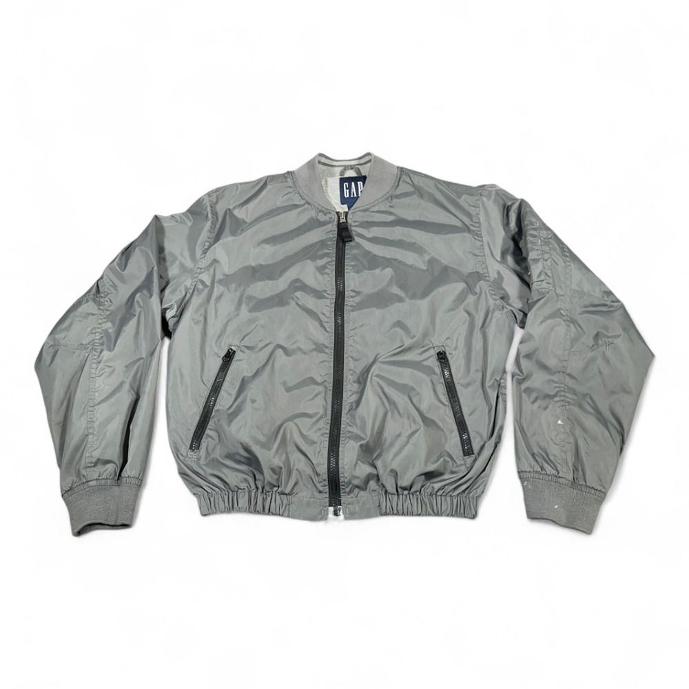 Vintage Gap Jacket Adult SMALL Gray Bomber MA1 Flight Nylon Military Y2K 90s